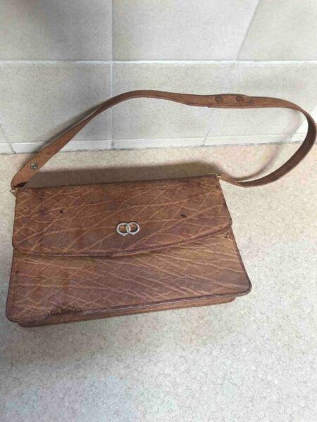 GENUINE LEATHER Elephant Skin Vintage Handbag 