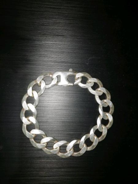 17mm 925 mens sterling silver bracelet 