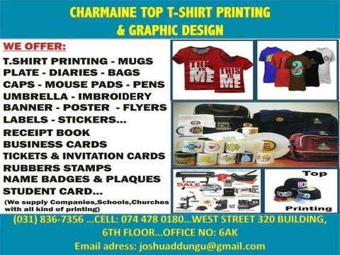CHARMAINE TOP T-SHIRT PRINTING AT A GOOD PRICE FROM R 35 CELL+27744780180 
