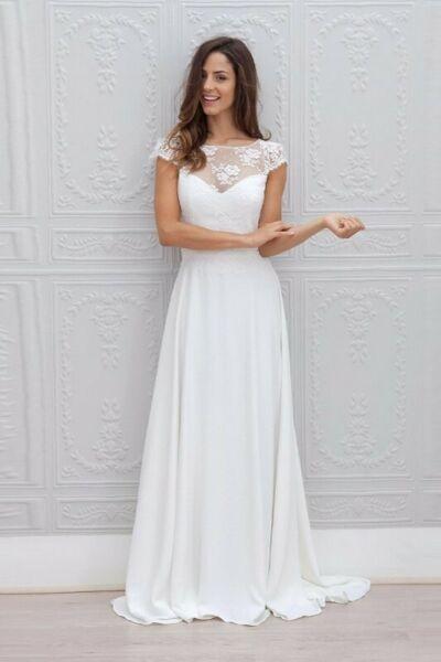BRAND NEW Sophisticated Column Silhouette wedding dress for sale! (WC002) 