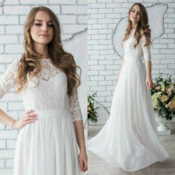 BRAND NEW Modest Column Silhouette wedding dress for sale! (WC003) 