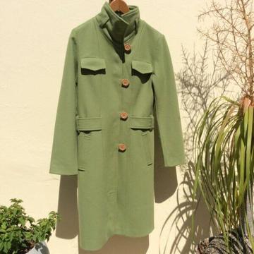 Ladies Winter Coat - Avocado Green - Wool Blend - Size 10 