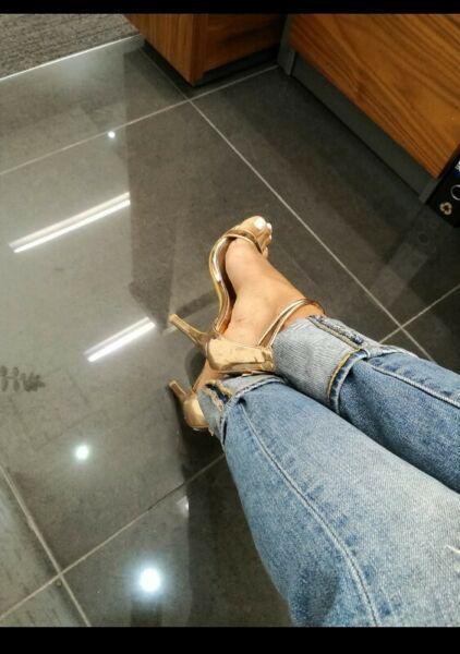Rose Gold Stiletto Sandals Size: 4 
