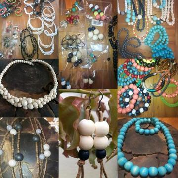 Wooden beaded Necklaces, bracelets earrings 