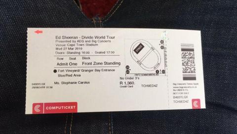 2 X Golden Circle Ed Sheeran Tickets  