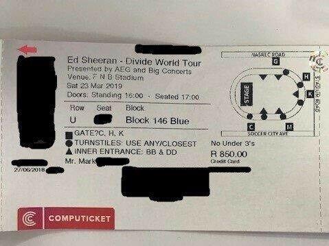 Ed Sheeran Single ticket 