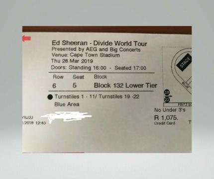 Ed Sheeran Tickets - Cape Town Show 