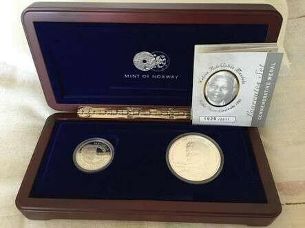 Nobel Laureate Twin Set Nelson Mandela & Aung San Suu Kyi Platinum and Silver coin 