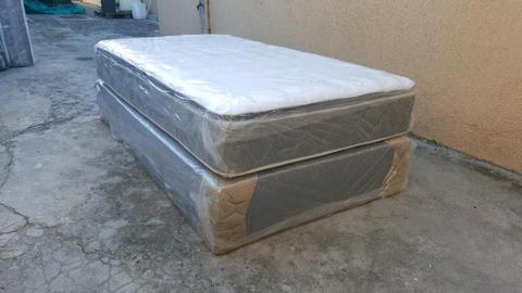 BRAND NEW THREE QUARTER PILLOW TOP MATTRESS AND BASE FOR SALE 