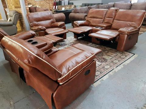 Brand new leather air 5 action twin console recliners R 18950 