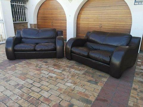 Genuine Leather 2 Pc Lounge Suite Comfy 2 x 2 Seaters PRICE Negotiable Call Bobby 0764669788  