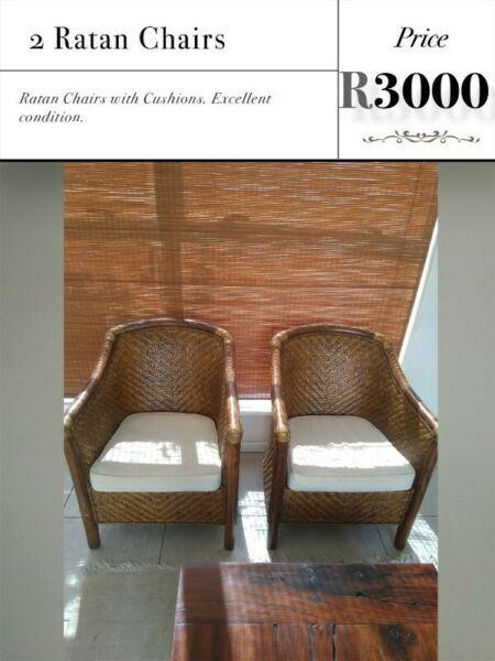 Set of 2 Rattan Chairs 