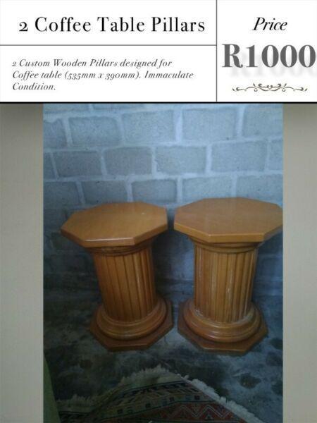 Side & Coffee Table Wooden Pillars 