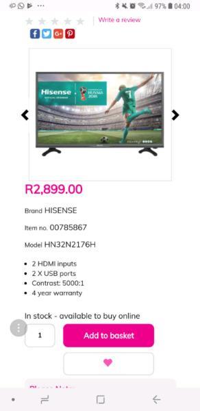 32 inch Hisense tv for sale  