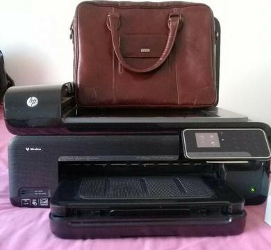 HP PRINTER AND LEATHER LAPTOP BAG 