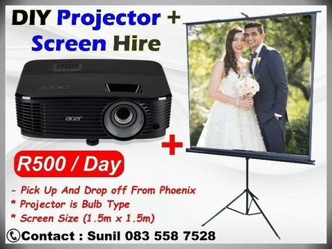 Projector and Screen hire R500/day 