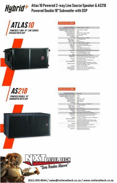 Hybrid Plus Atlas 10 Powered 2way Line Source Speaker and AS218 Powered Double 18 Subwoofer with DSP 