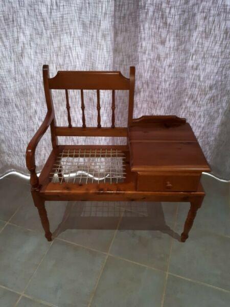 ANTIQUE WOVEN TELEPHONE TABLE 