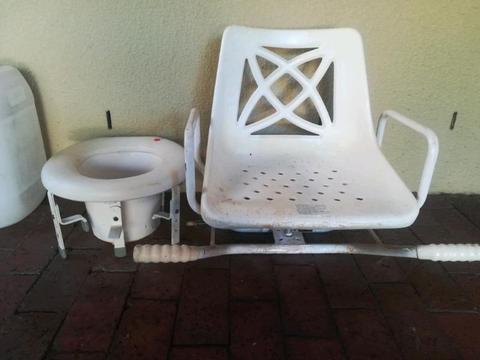 Bath chair snd toilet aid for elderly. 