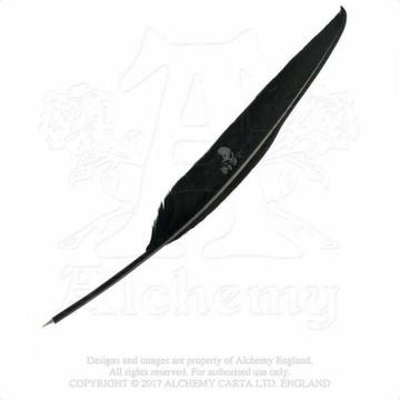 Alchemy Gothic AQU4 The Alchemist's Black Feather Quill Pen 