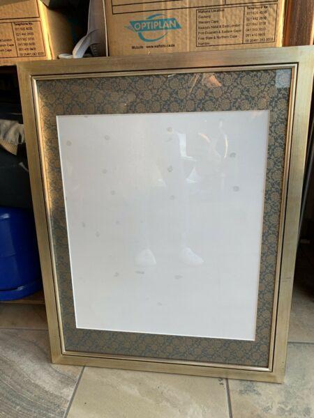 Beautiful good frame with glass and gold & green border 57cm x 72cm 