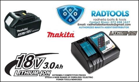 MAKITA 18V 3.0 Ah BATTERIES & DC18RC FAST CHARGER FOR SALE 