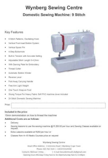 Brand new 9 stitch sewing machines for sale @ a special price @ wynberg sewing center 