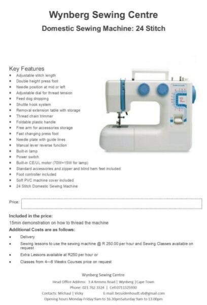 Brand new 24 stitch sewing machines for sale @ Wynberg sewing center 