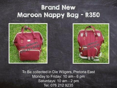 Brand New Maroon Nappy Bag 