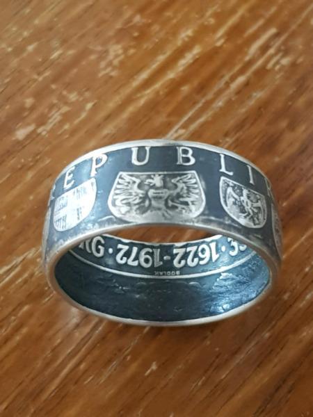 Silver 50 Shilling coin ring 