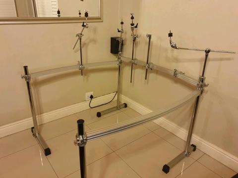 PEARL Drum Rack FRAME for Drum Kit (3-Sided and CURVED) + Clamps + Booms 