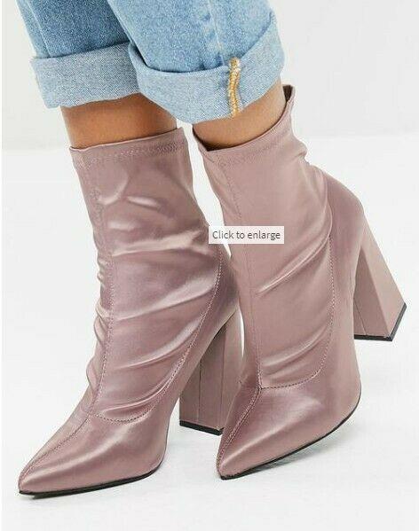 Block heel silk boot 