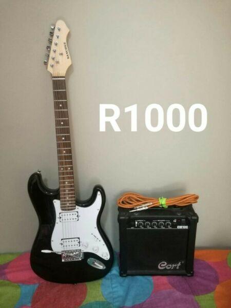 Electric Guitar, Cort Amplifier and cord 