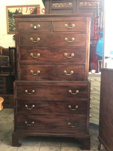 Antique chest on chest 19 th century mahogany  