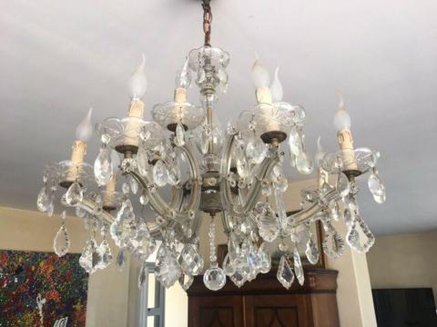 Antique crystal 12 arm French chandelier 