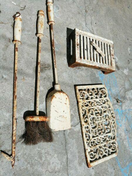 Vintage vent and fireplace tools 