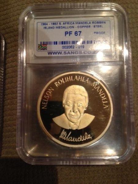 PF67 Mandela Plated Coin SANGS Graded - NEW 