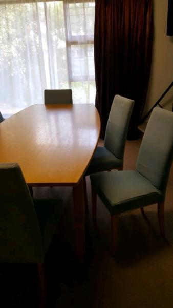 Boardroom/dining table and six chairs 