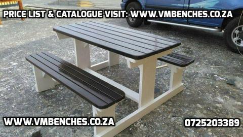 BENCHES, CHAIRS and TABLE SET for ALL USE, visit WWW.VMBENCHES.CO.ZA 