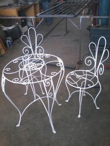 Wrought iron french detailed bistro set 