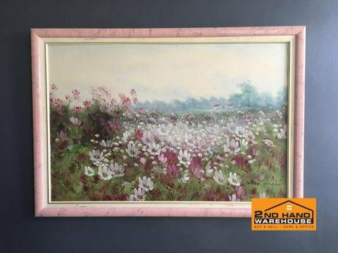 Large Framed Flower Oil Painting 