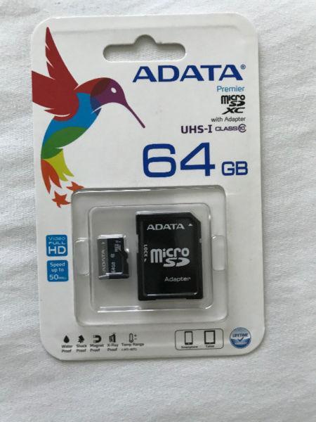 ADATA Premier 64GB Micro UHS-I Micro SD Card with adapter (Class 10) 