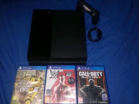 PS4 500 Gig Excellent Condition 1 Sony Remote 3 Games 