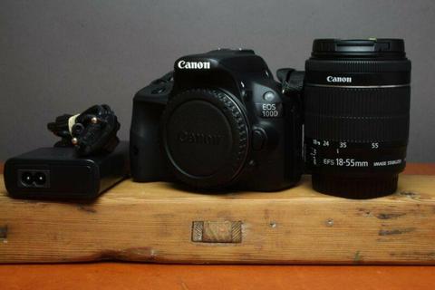 18 MP Canon 100D camera with 18-55mm IS STM lens for sale. 