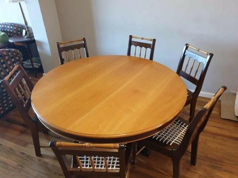 Solid Yellow wood and Imbuia Table and Chairs 