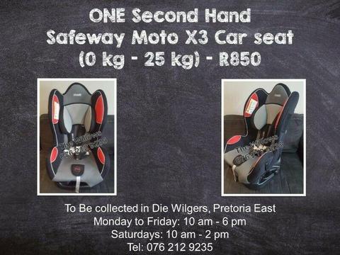 Second Hand Safeway Moto X3 Car seat (0 kg - 25 kg) - Grey and Red 