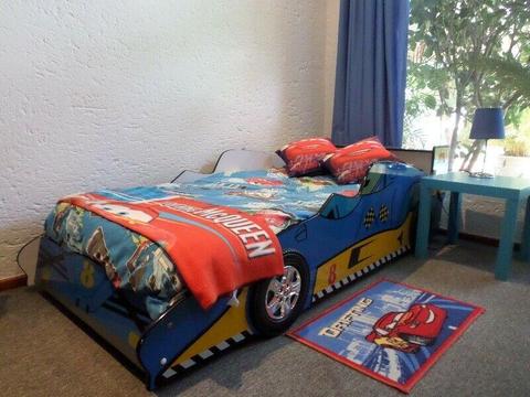 Boys Racing Car Bed with Mattress in Good Condition 