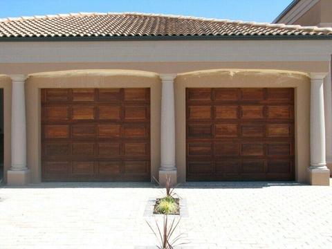 Single and double meranti garage doors in Lanseria 