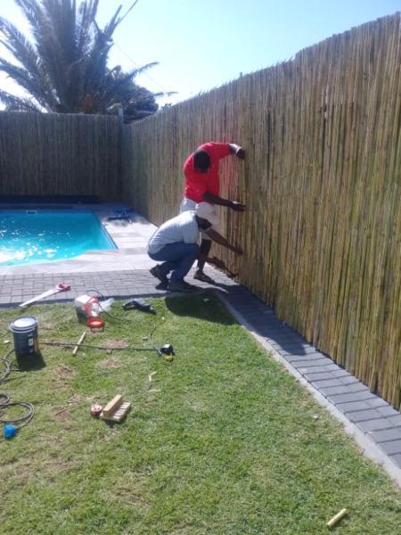 Wood and bamboo fencing and ceiling and pargola  