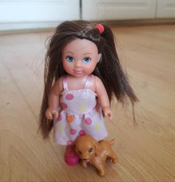 Barbie brunette girl doll and puppy 